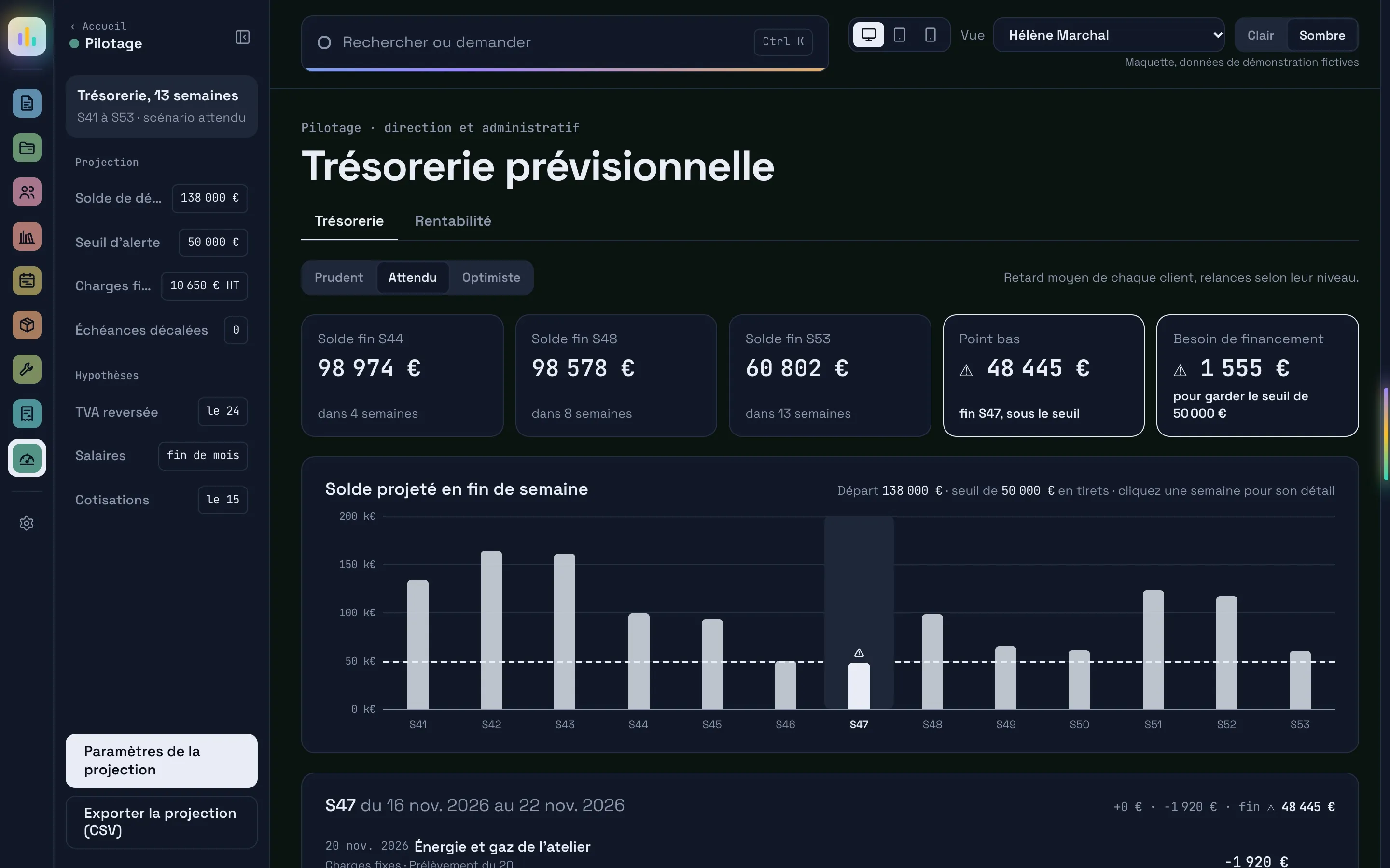 Trésorerie prévisionnelle sur 13 semaines